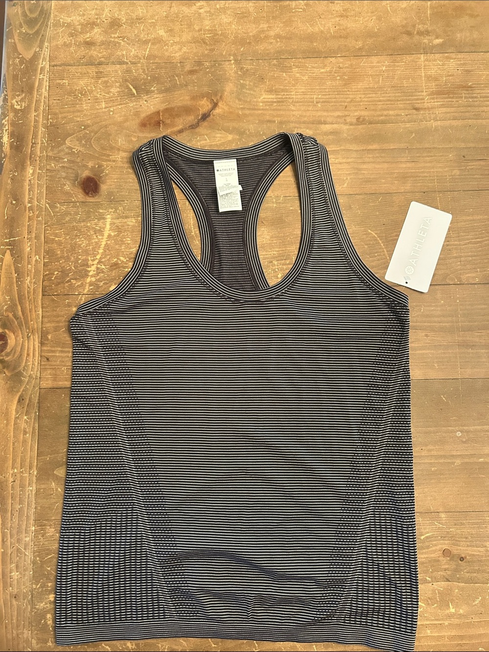 Athleta Black & White Striped Racerback Tank